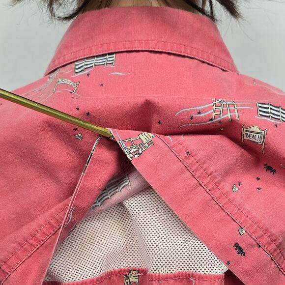 IZOD Saltwater Beach Performance Shirt XXL 2XL Lifeguard Print Vented Fishing - Picture 10 of 13